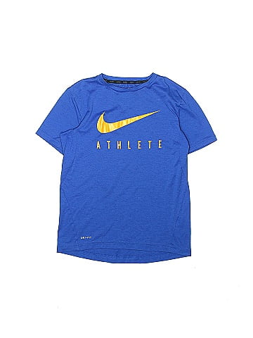 Nike 100% Polyester Blue Active T-Shirt Size L (Kids) - 61% off