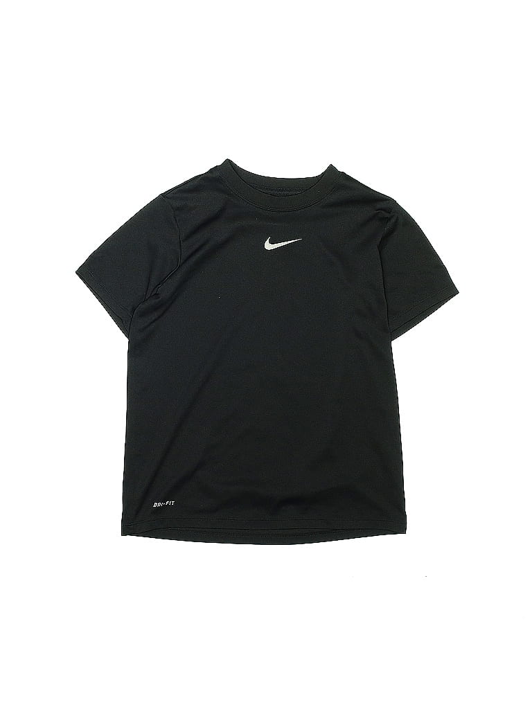 Nike 100% Polyester Solid Black Short Sleeve T-Shirt Size S (Kids