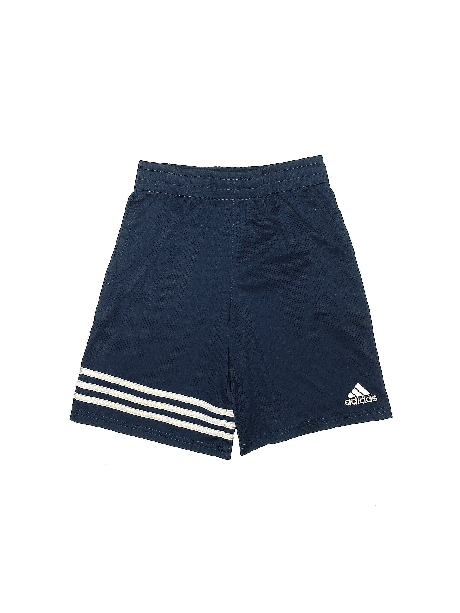 Adidas 100% Polyester Color Block Navy Blue Athletic Shorts Size