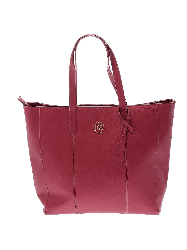 Joy Mangano 100 Leather Solid Maroon Burgundy Leather Tote One Size