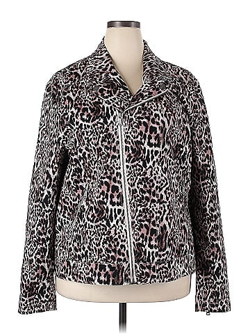 INC International Concepts Leopard Print Silver Jacket Size XXL - 75% off