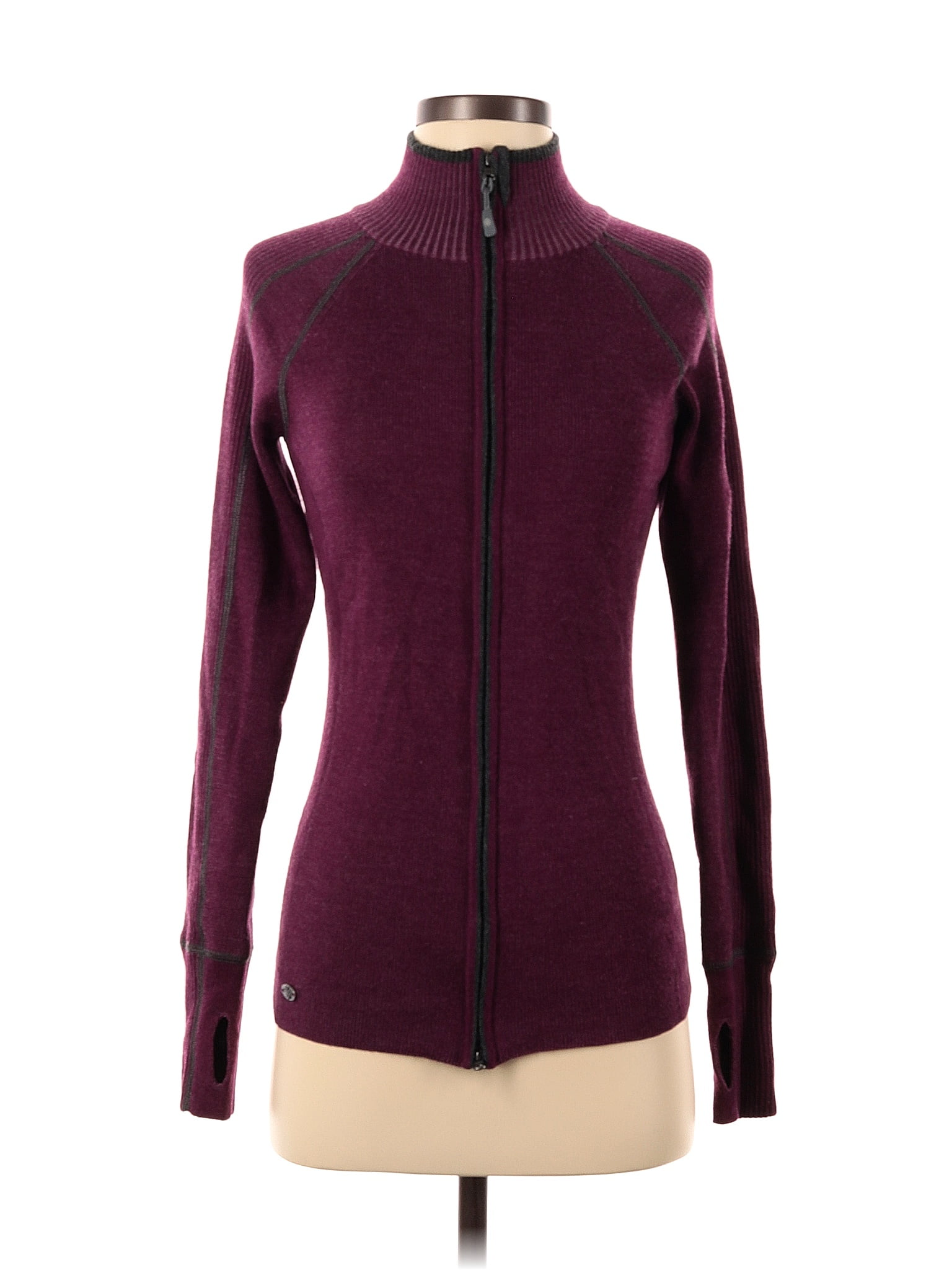 Athleta Color Block Solid Purple Burgundy Cardigan Size S - 65% off