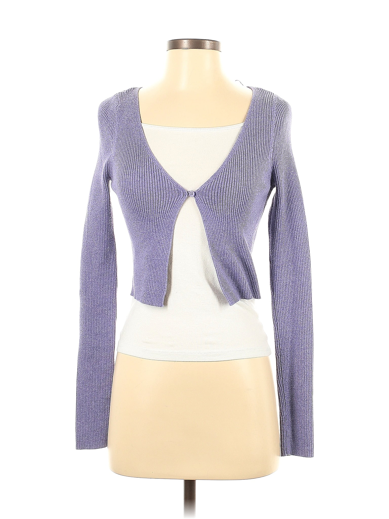 American Eagle Outfitters Color Block Solid Purple Cardigan Size S - 64% off