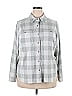 Workshop Republic Clothing Checkered-gingham Houndstooth Plaid Gray Long Sleeve Blouse Size 1X (Plus) - photo 1