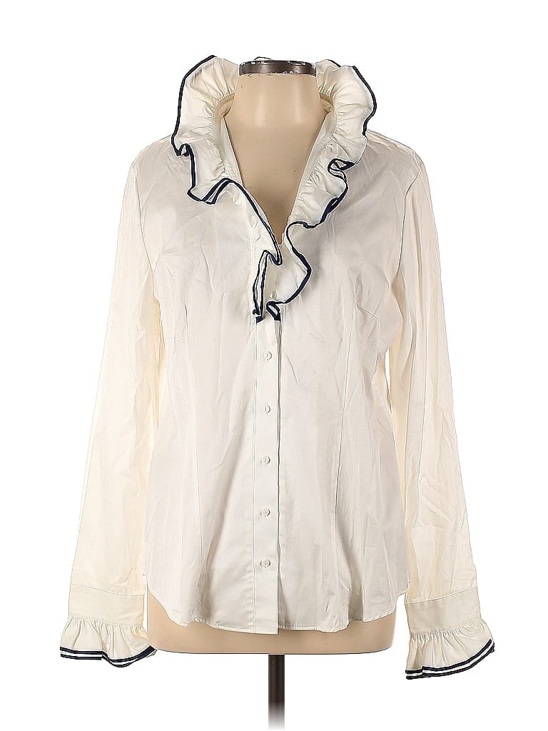 Wallmann 100% Cotton Ivory Long Sleeve Button-Down Shirt Size 14 - photo 1