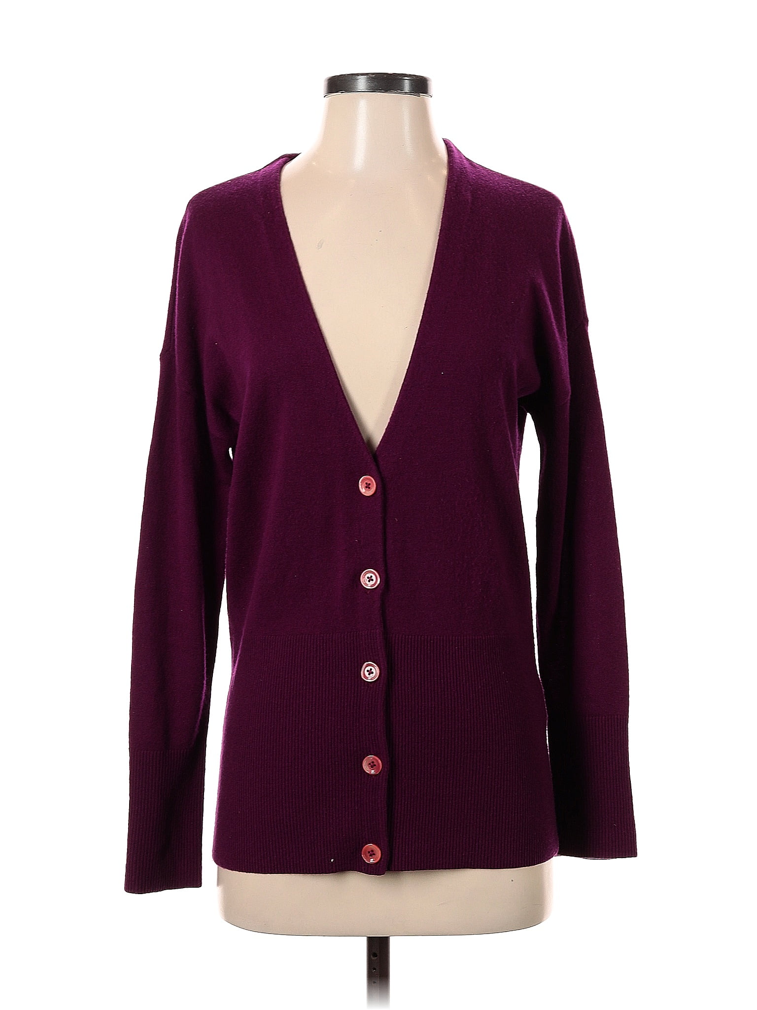 Nordstrom 100 Cashmere Color Block Solid Purple Cardigan Size S 76