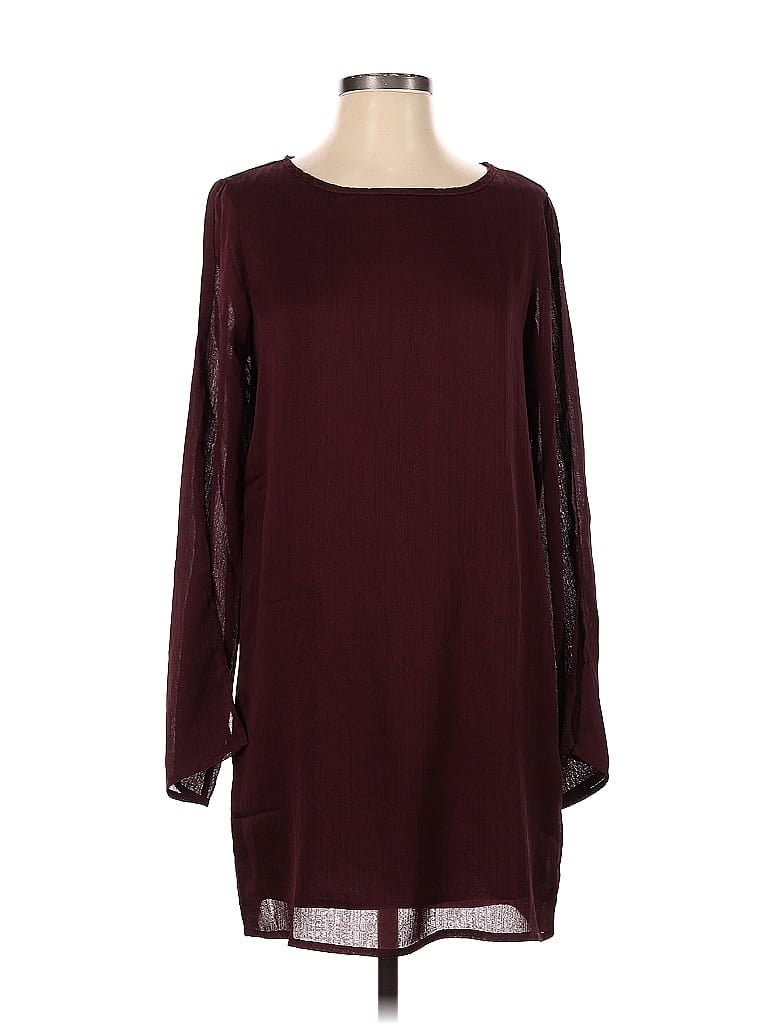 Pre-owned Line & Dot Casual Dress In Burgundy