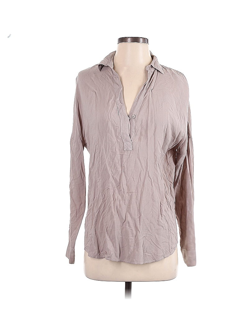 Splendid Top Splendid 100% Rayon Solid Blush Gray Long Sleeve Blouse Size S - 80% ...