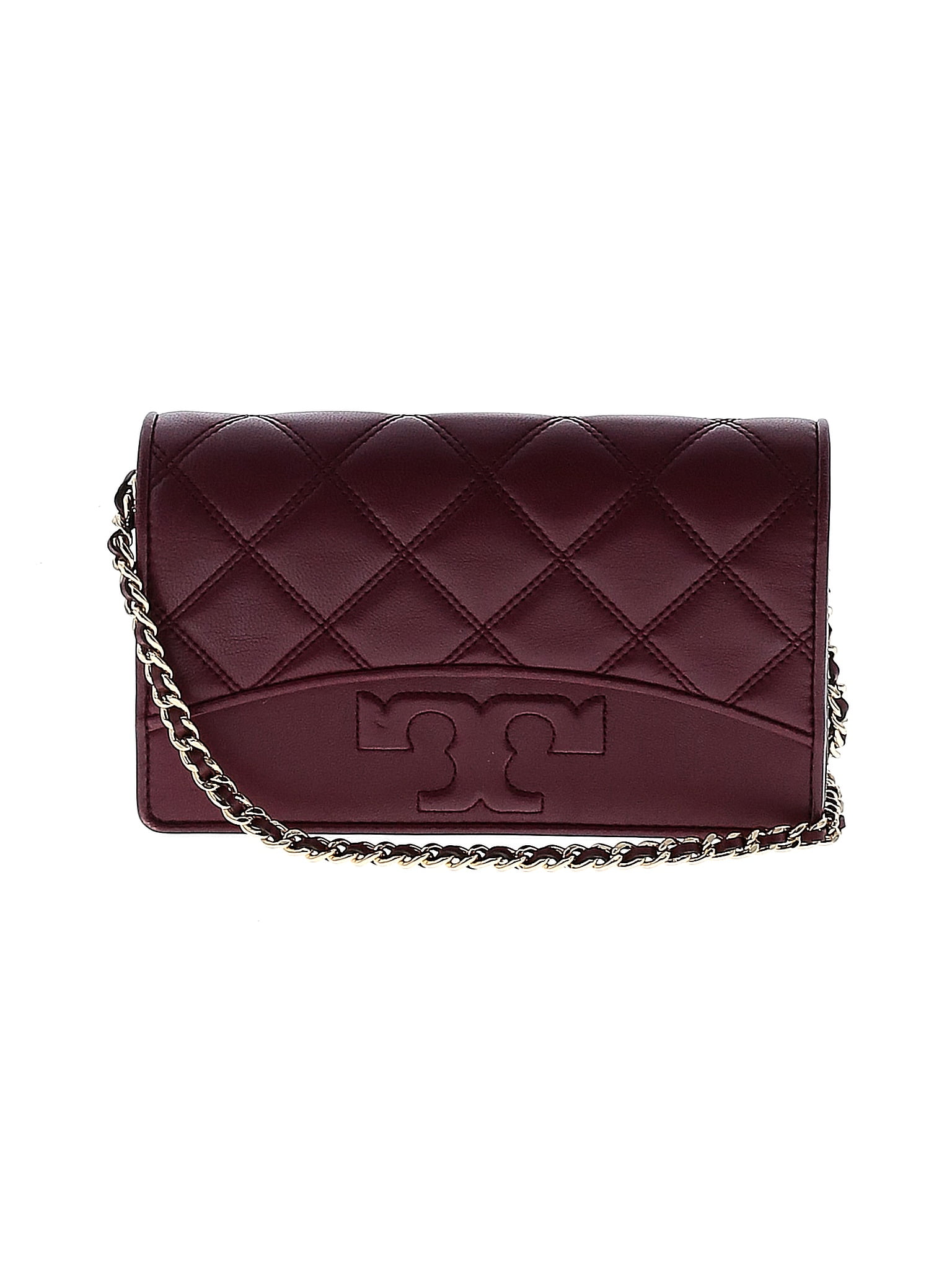 Tory Burch 100 Leather Solid Maroon Burgundy Leather Crossbody Bag One
