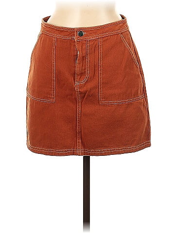 burnt orange jean skirt