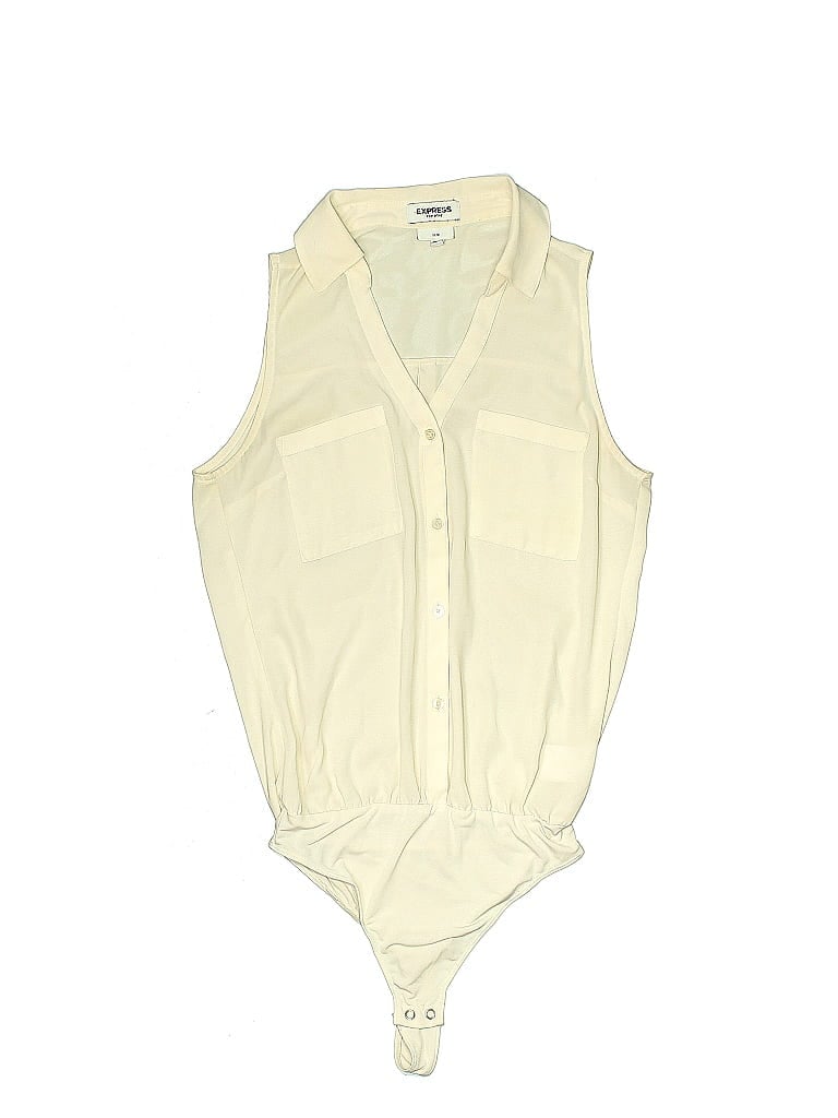 Express 100% Polyester Ivory Bodysuit Size S (Petite) - photo 1
