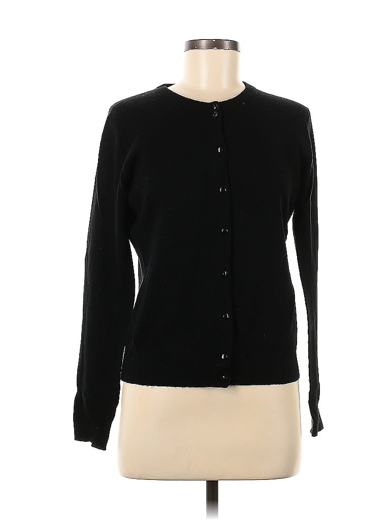 Wendy B. 100% Cashmere Color Block Solid Black Cashmere Cardigan Size M ...