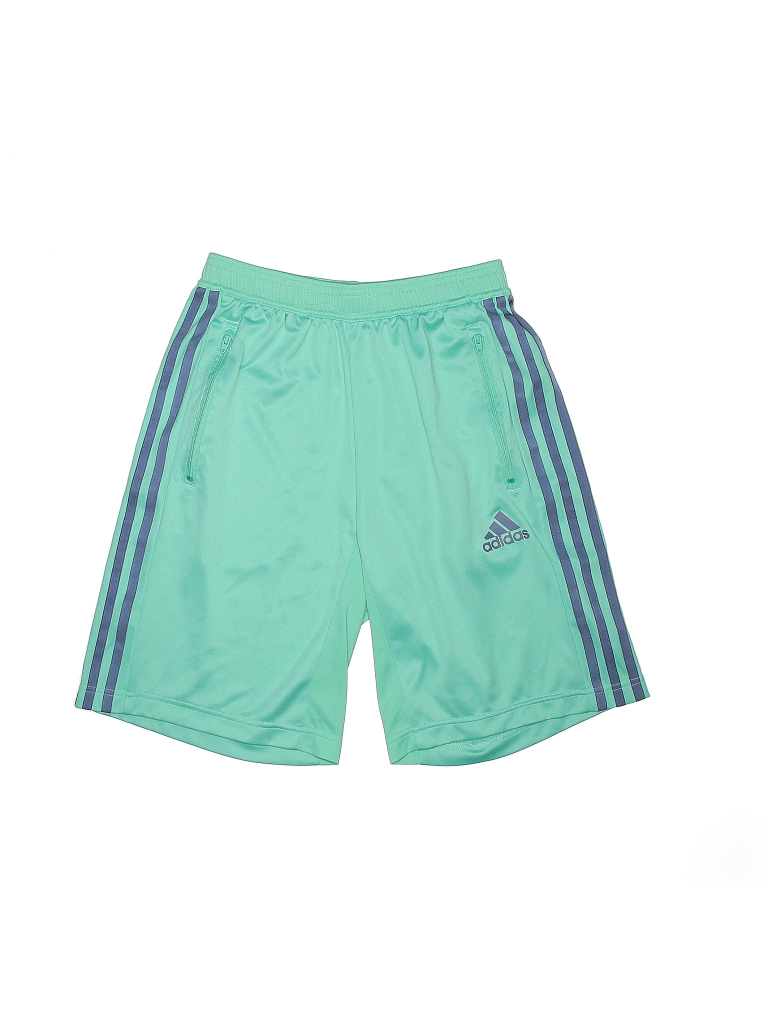 Adidas 100 Polyester Color Block Solid Blue Green Athletic Shorts Size S (Kids) 34 off ThredUp