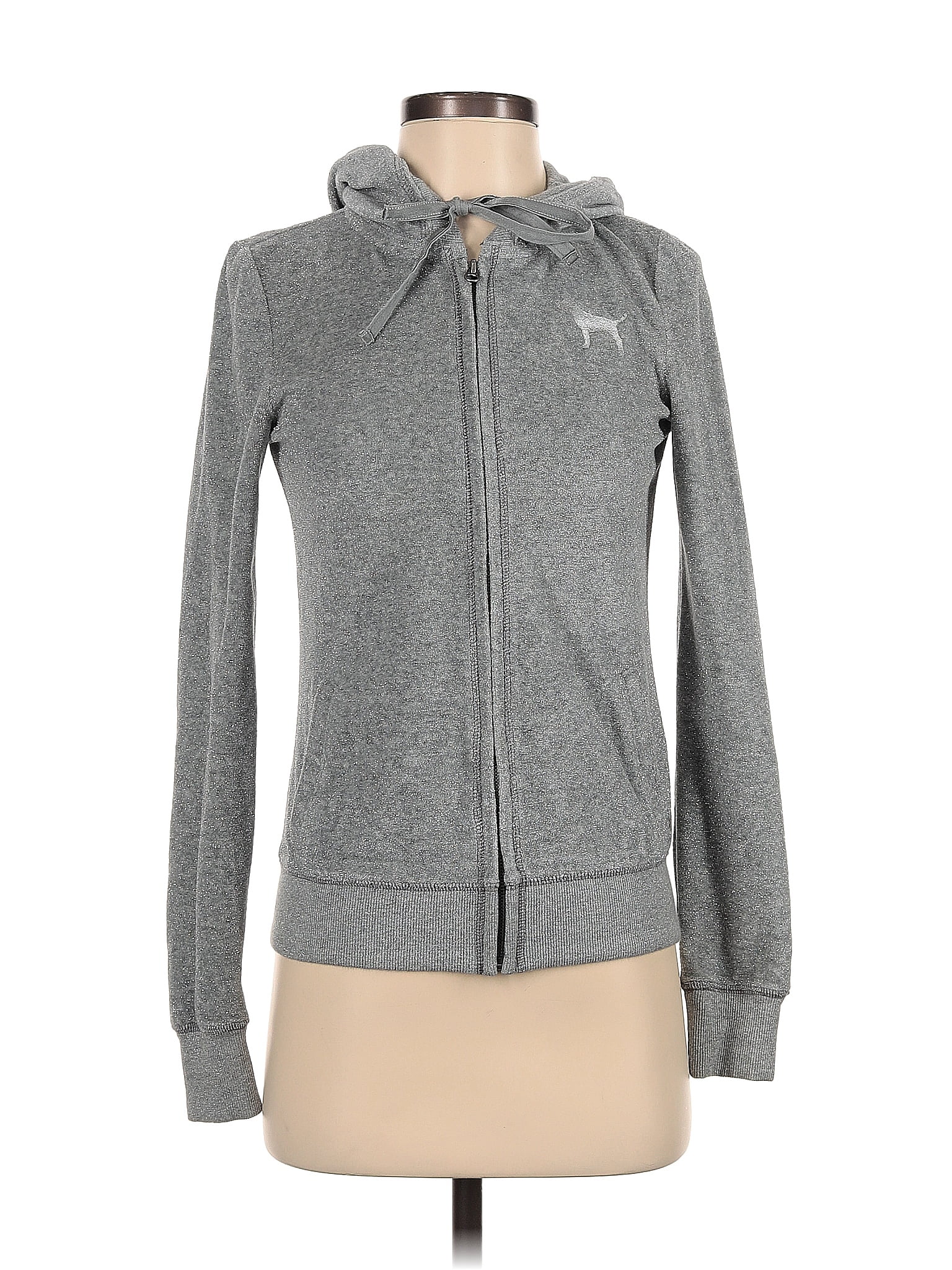Victoria's Secret Pink Solid Gray Zip Up Hoodie Size XS 47 off ThredUp