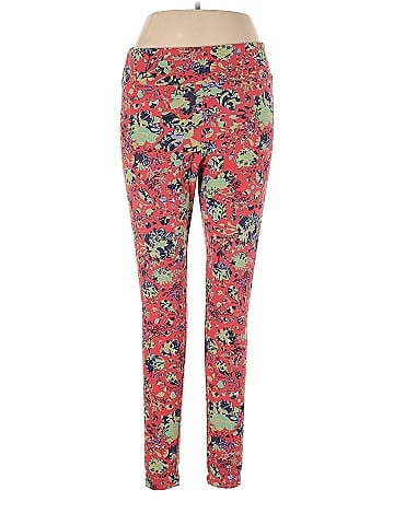 Lularoe Floral Multi Color Red Leggings Size 1X (Tall & Curvy