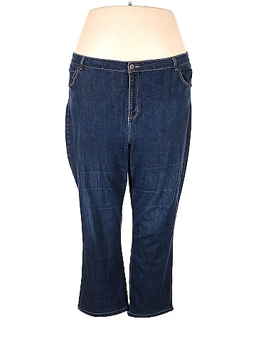 Susan Graver Solid Blue Jeans Size 24 (Plus) - 76% off