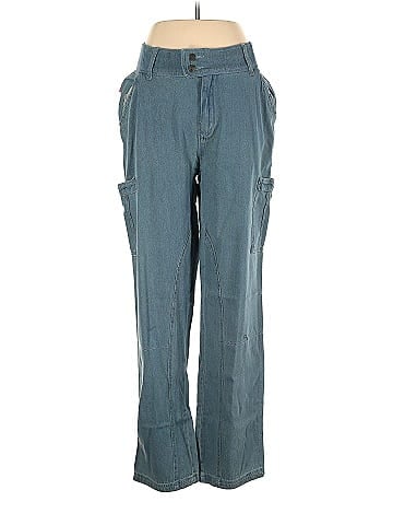 Woman Within 100% Cotton Blue Cargo Pants Size 12 (Tall) - 65% off