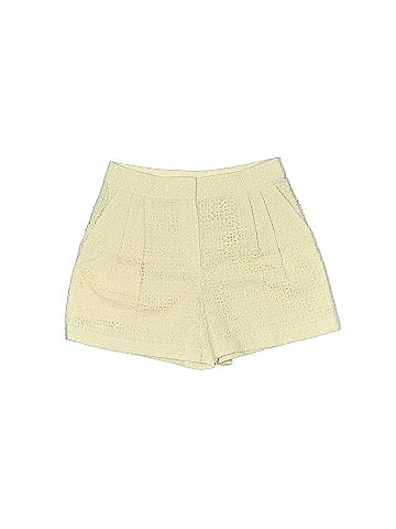 Women's Yellow Cotton Solid Shorts