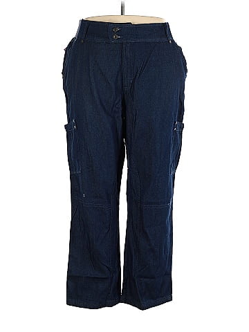 Woman Within 100% Cotton Solid Blue Cargo Pants Size 22 (Plus) - 70% off