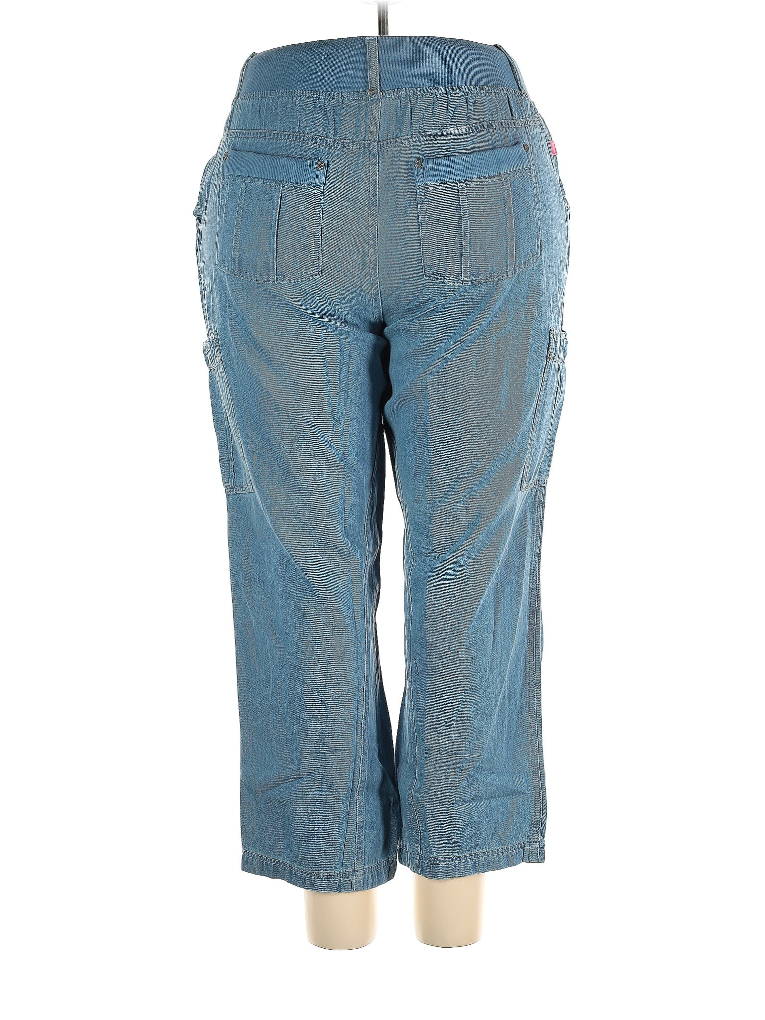 Woman Within 100% Cotton Blue Cargo Pants Size 20 (Plus) - 70% off