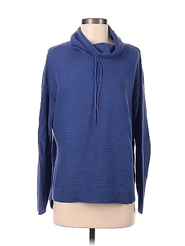 Elliott Lauren Color Block Solid Blue Turtleneck Sweater Size XS