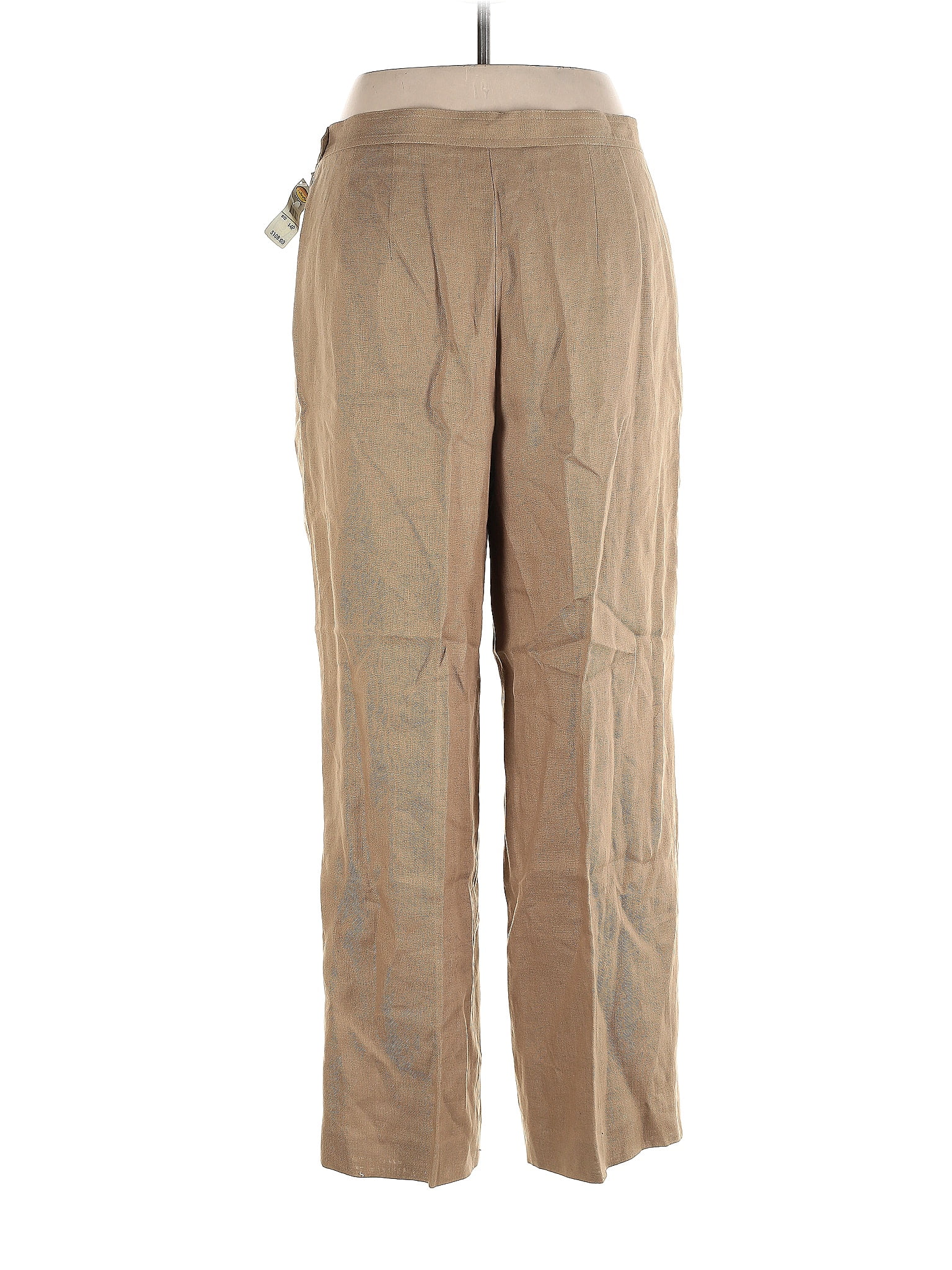 Talbots 100% Linen Brown Tan Casual Pants Size 14 (Petite) - 75