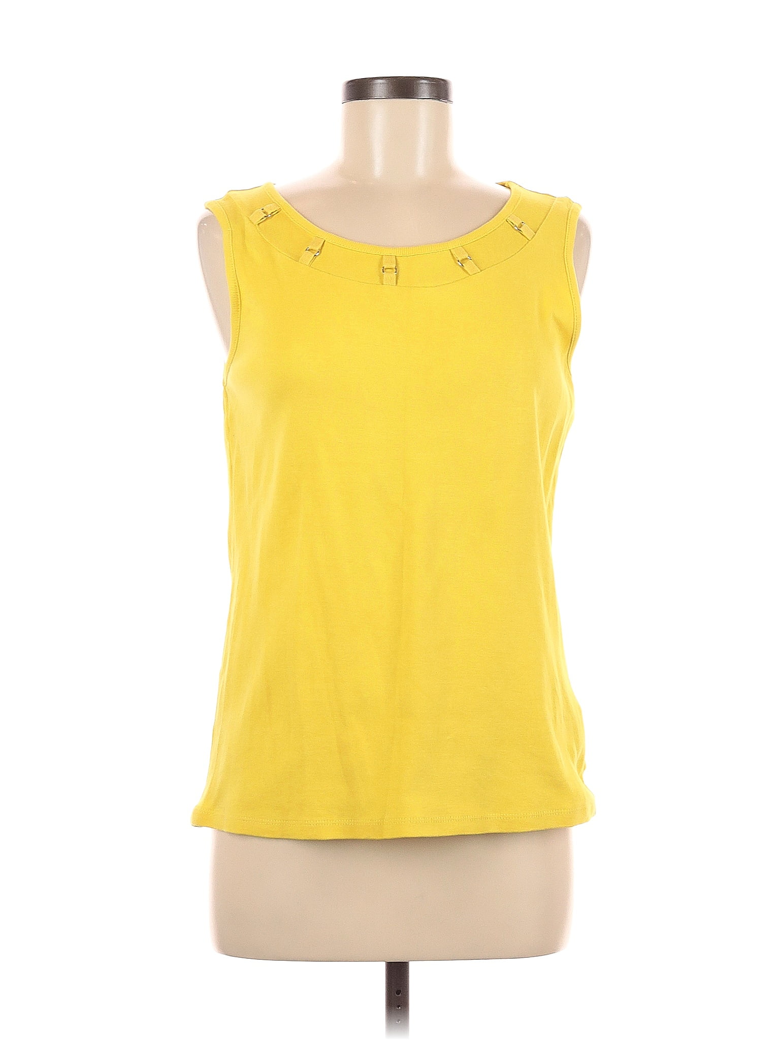 Rafaella 100 Cotton Solid Yellow Sleeveless Top Size M 76 Off Thredup