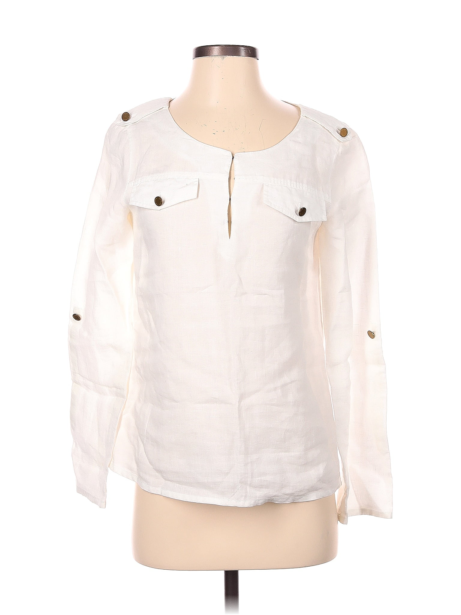 Tory Burch Solid White Ivory Long Sleeve Blouse Size 2 75 Off Thredup