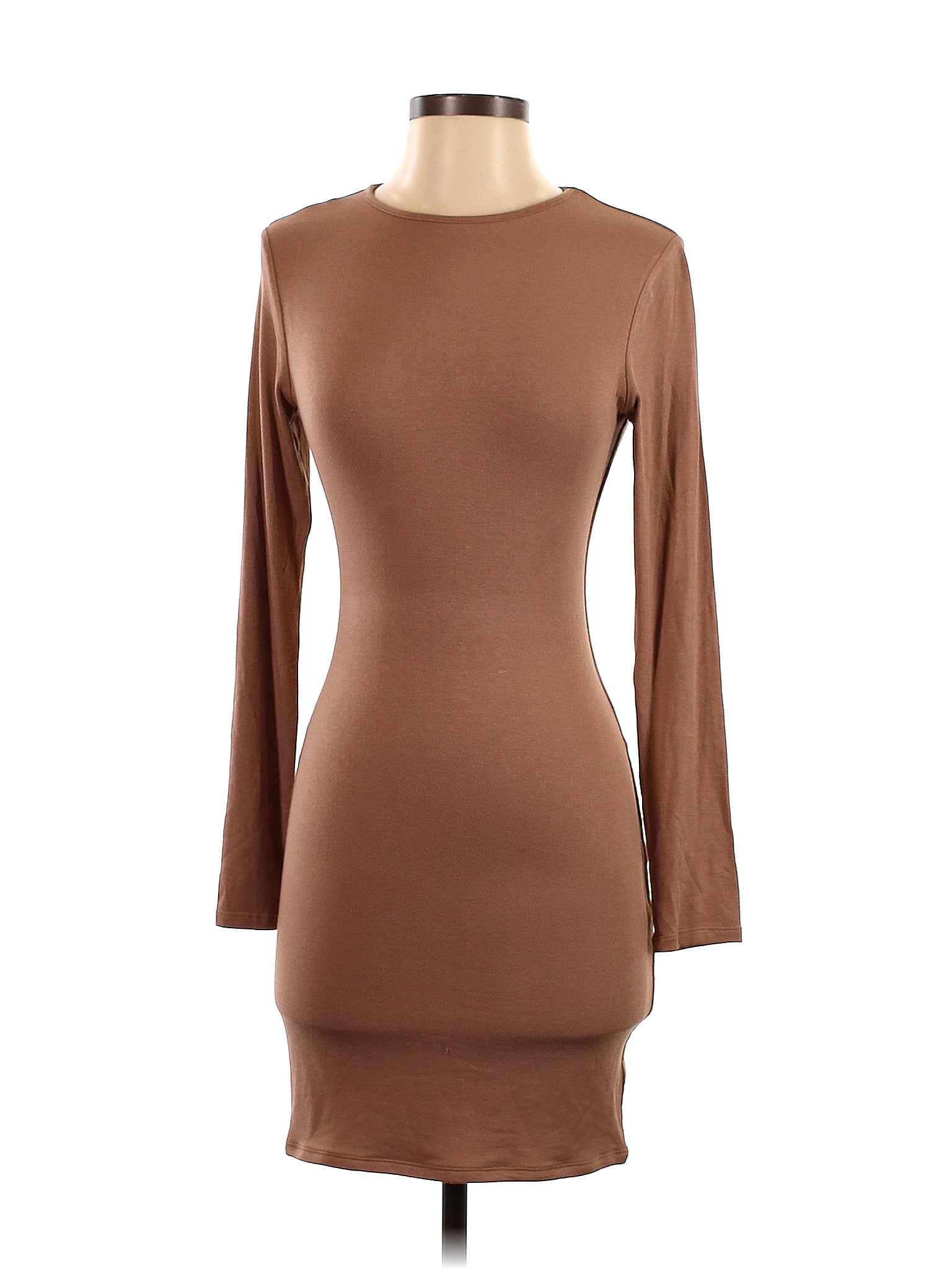 Naked Wardrobe Solid Blush Brown Casual Dress Size 3X (Plus) - 54% off