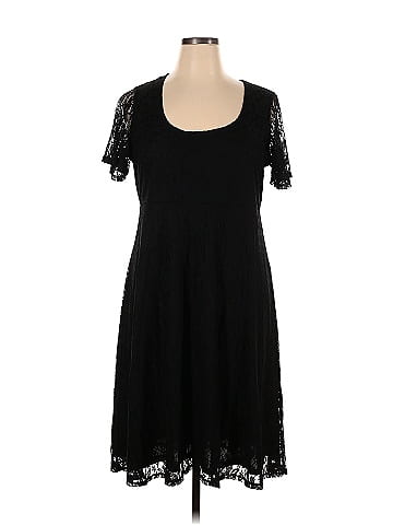 Slinky Brand Solid Black Casual Dress Size 1X (Plus) - 51% off