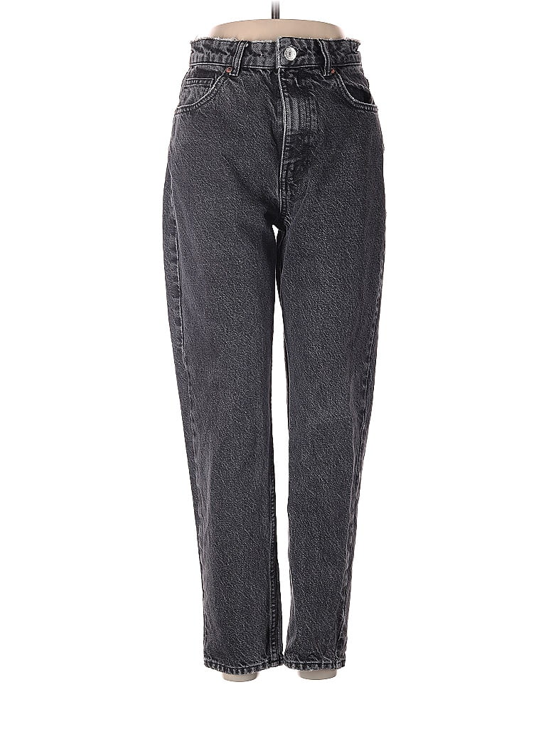Zara 100% Cotton Marled Tortoise Chevron-herringbone Gray Jeans Size 6 - photo 1
