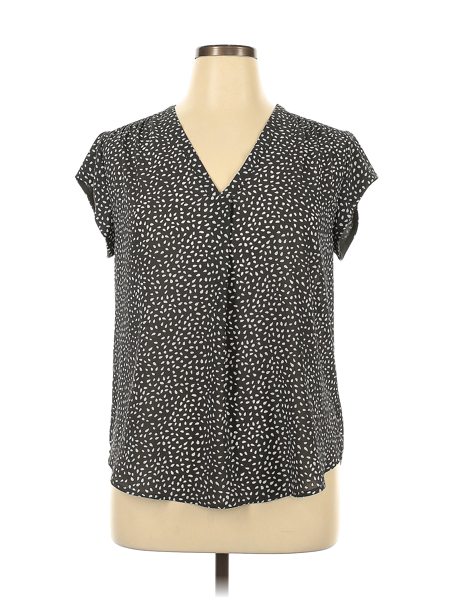 Assorted Brands 100 Polyester Polka Dots Black Short Sleeve Blouse