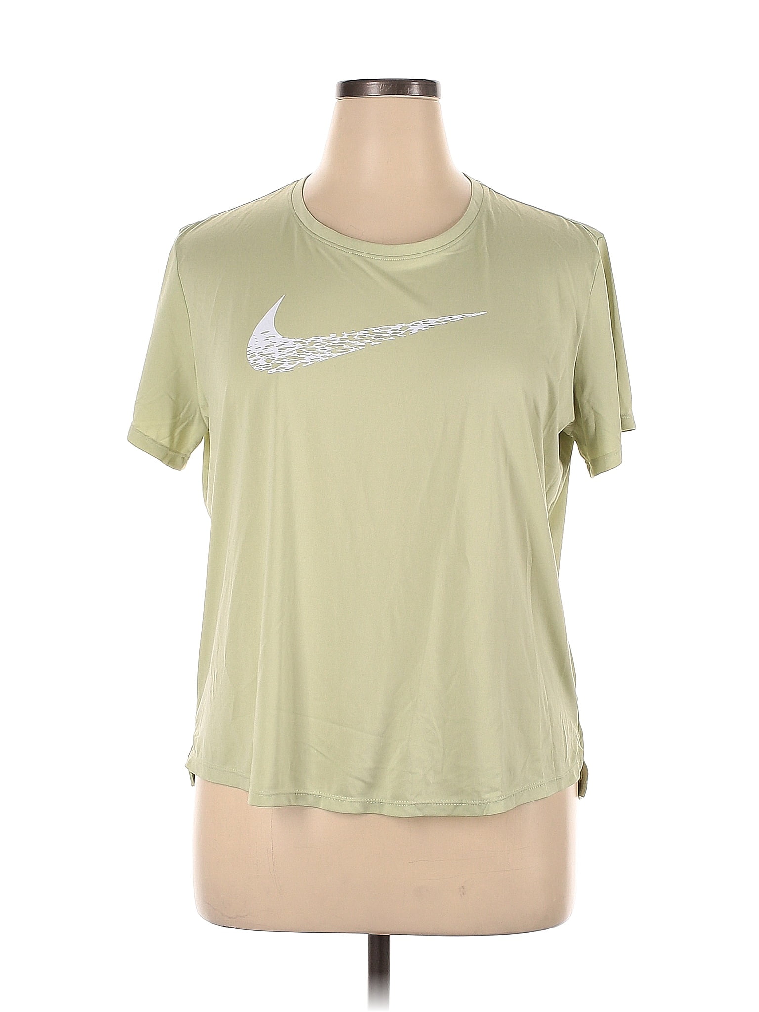 Nike 100% Polyester Solid Green Active T-Shirt Size XL - 46% off