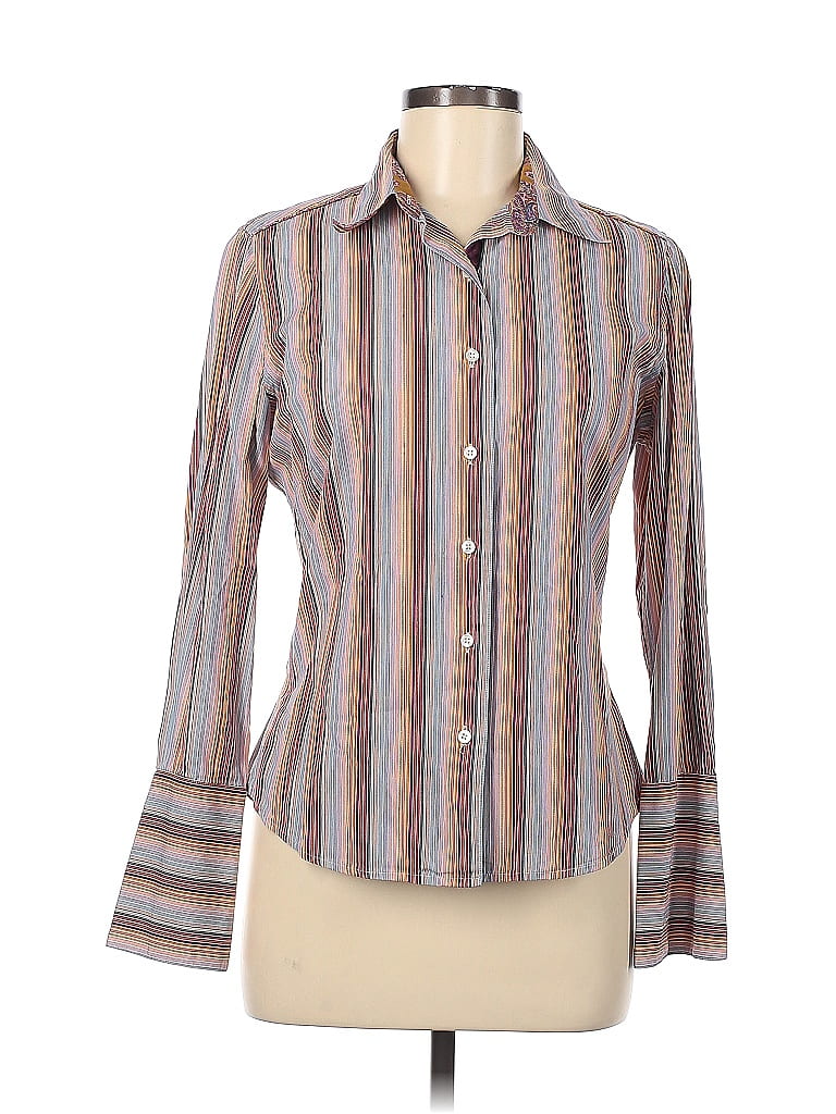 Robert Graham 100% Cotton Stripes Brown Long Sleeve Button-Down Shirt Size 8 - photo 1