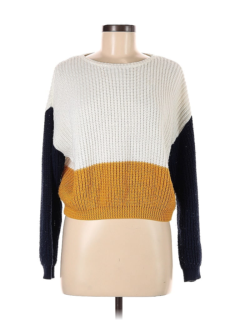 Trillium Color Block White Pullover Sweater Size M - photo 1