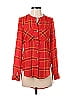 GB 100% Polyester Plaid Red Long Sleeve Blouse Size XS - photo 1