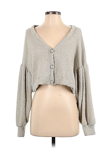 Project Social T Color Block Solid Gray Cardigan Size S - 66% off