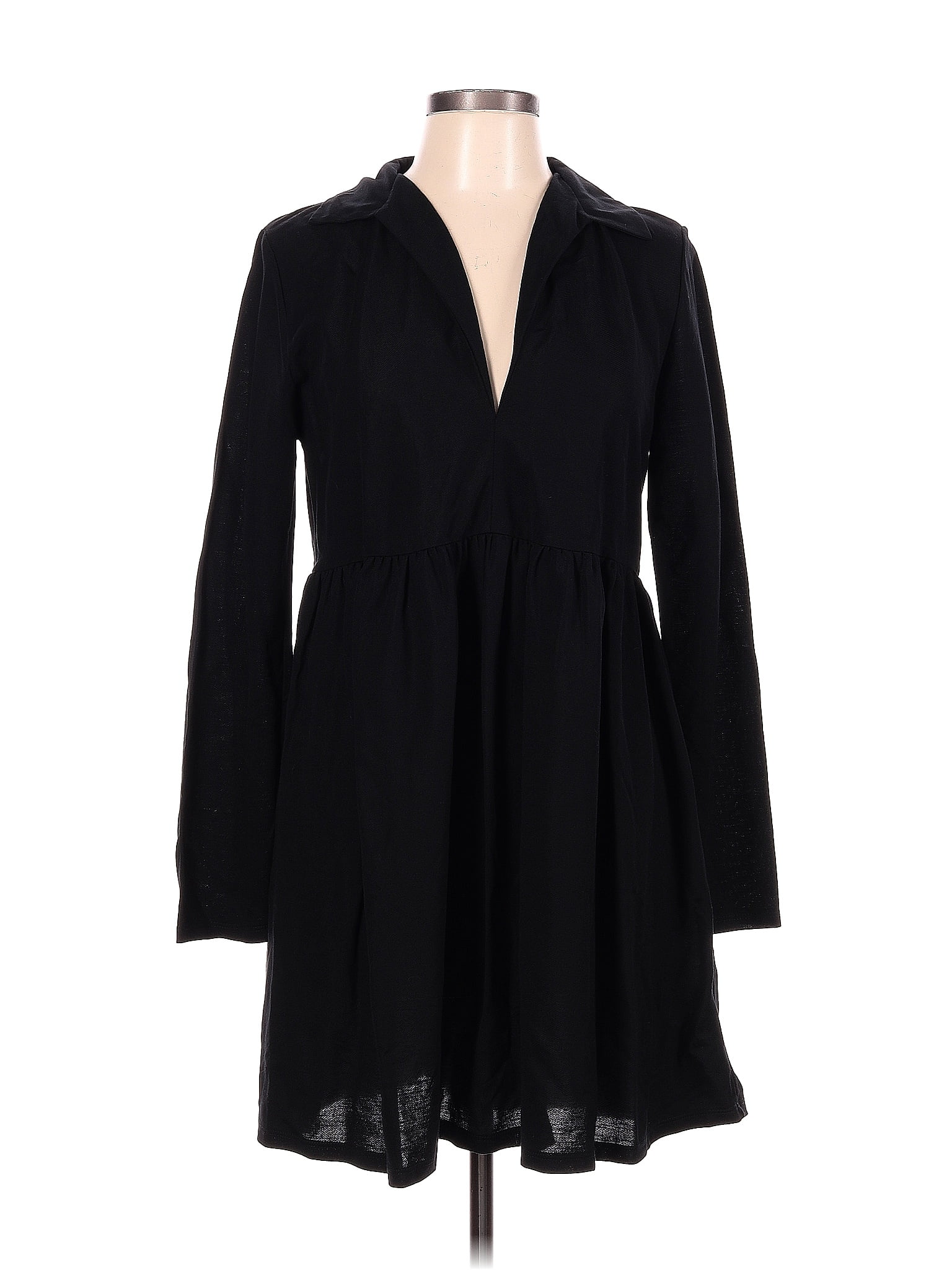 Zara Solid Black Casual Dress Size L 44 Off Thredup