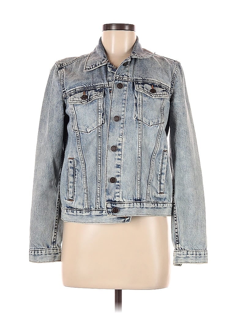 Gap 100 Cotton Solid Blue Denim Jacket Size M 70 Off Thredup