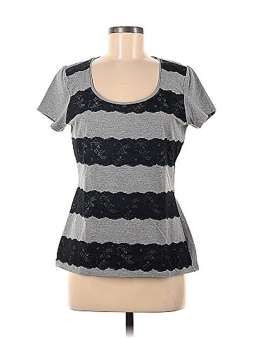 White House Black Market Color Block Multi Color Gray Short Sleeve