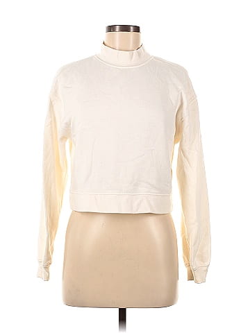 Divided by H&M Color Block Solid Ivory Turtleneck Sweater Size M