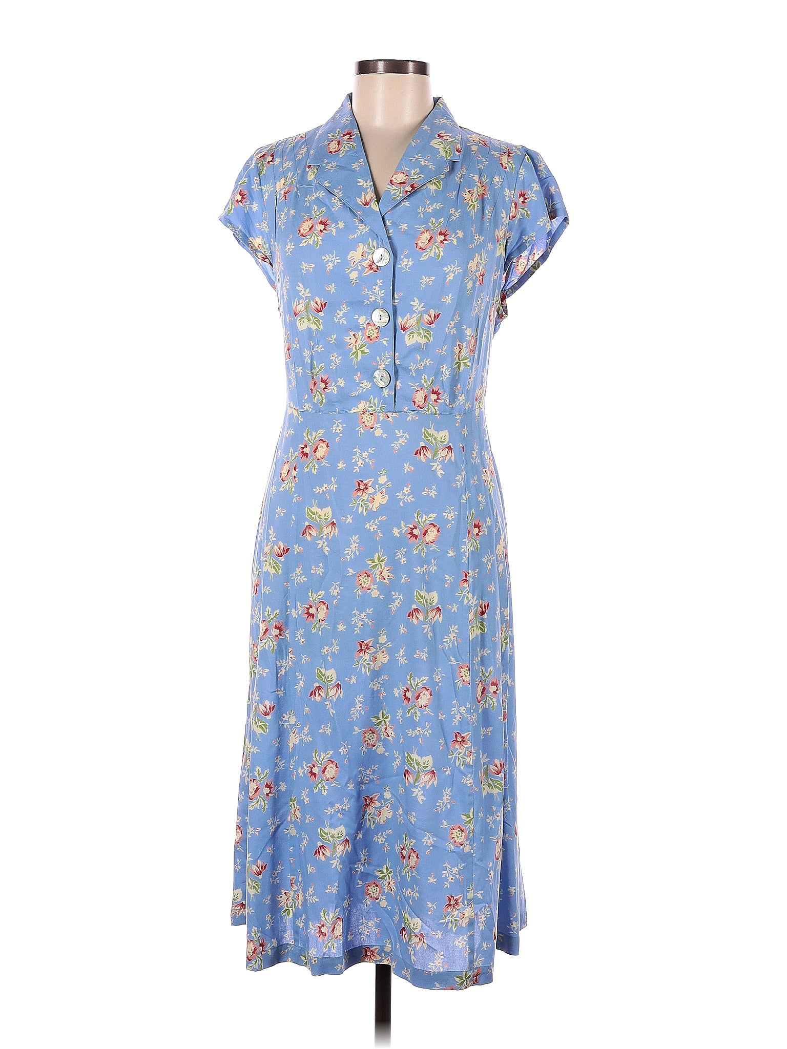 April Cornell 100% Rayon Floral Blue Casual Dress Size M - 57% off ...