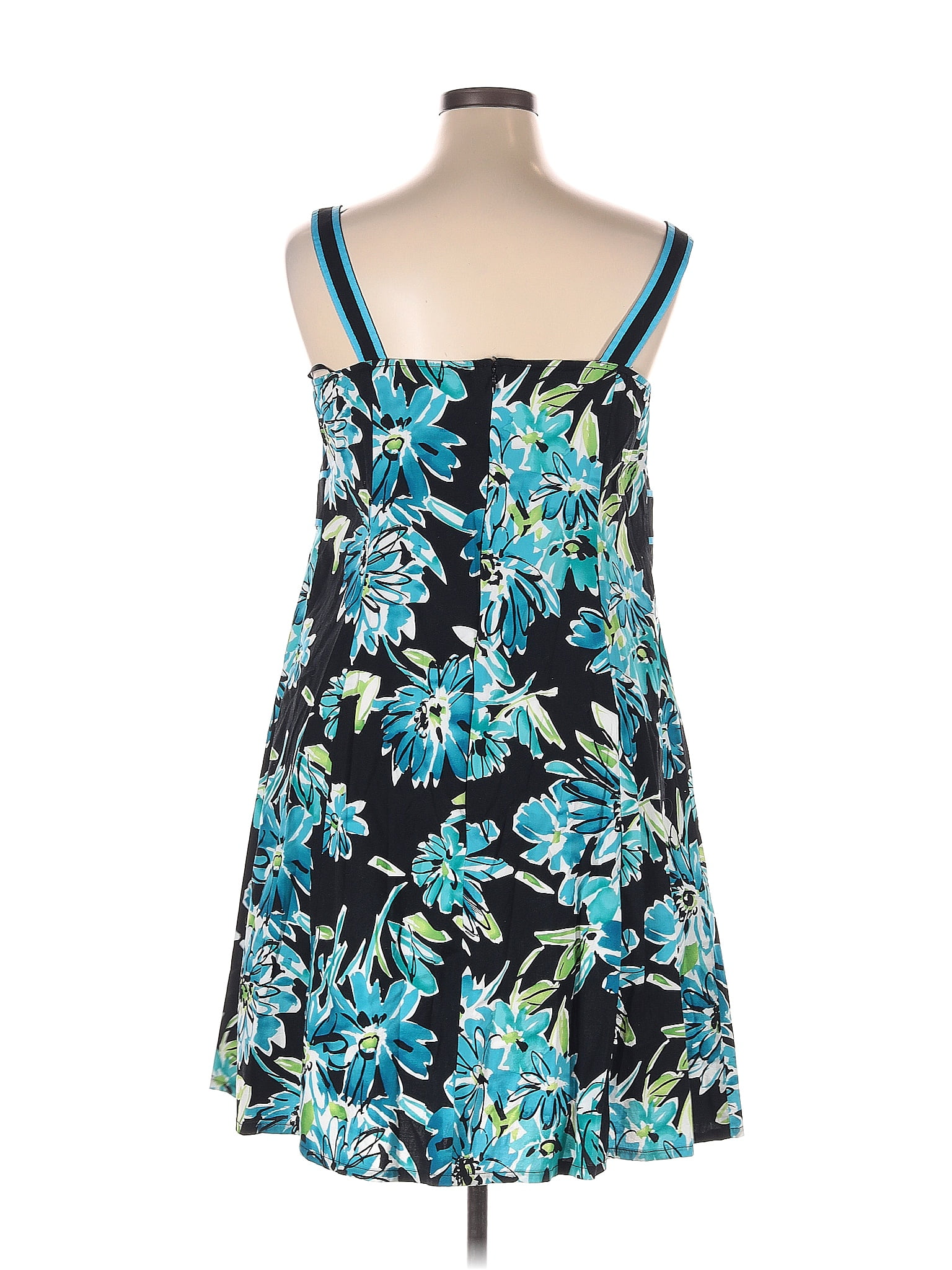 R&K Originals Color Block Floral Multi Color Blue Casual Dress Size 16  (Plus) - 28% off