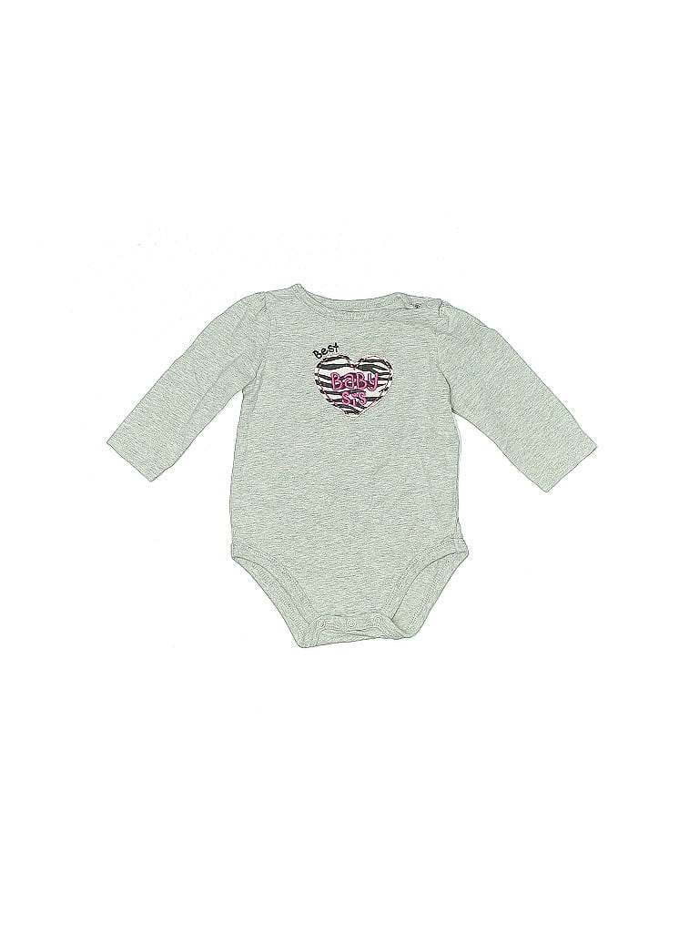 Jumping Beans 100% Cotton Gray Long Sleeve Onesie 3-6 MO / 6 MO - photo 1