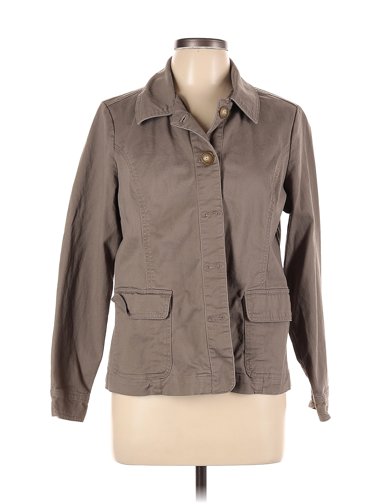 Appleseeds Solid Tan Brown Jacket Size L (Petite) 60 off ThredUp