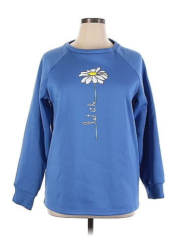 Misslook 100 Cotton Color Block Blue Sweatshirt Size XL 60 off