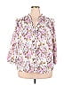 Lauren Conrad Floral Floral Motif Pink Long Sleeve Blouse Size 2X (Plus) - photo 1