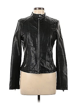 Black rivet faux leather jacket outlet womens