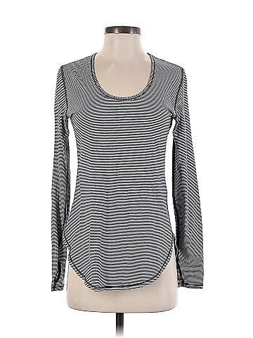 Lululemon Athletica Stripes Gray Long Sleeve T-Shirt Size 4 - 46% off