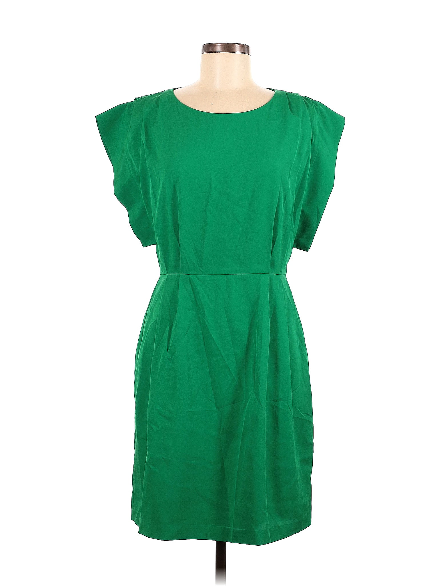 Eliza J 100 Polyester Solid Green Casual Dress Size 6 23 Off Thredup